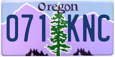 OR license plate 071KNC