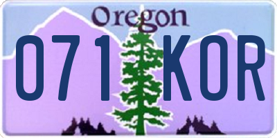 OR license plate 071KOR