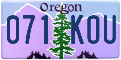 OR license plate 071KOU