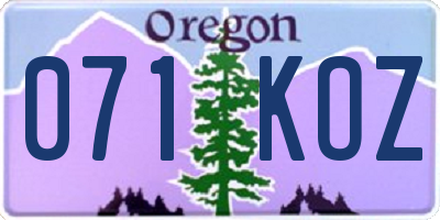 OR license plate 071KOZ