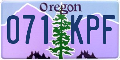 OR license plate 071KPF