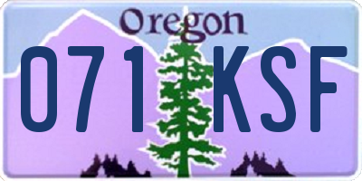 OR license plate 071KSF