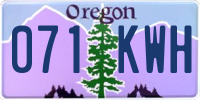 OR license plate 071KWH