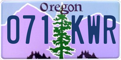 OR license plate 071KWR
