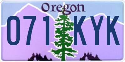 OR license plate 071KYK