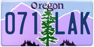 OR license plate 071LAK
