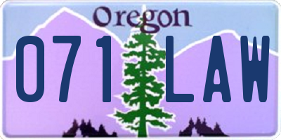 OR license plate 071LAW