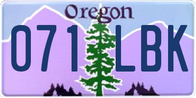 OR license plate 071LBK