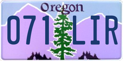 OR license plate 071LIR