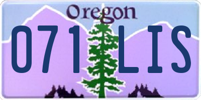 OR license plate 071LIS