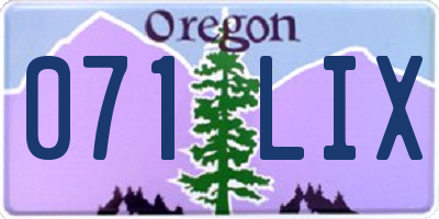 OR license plate 071LIX