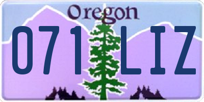 OR license plate 071LIZ