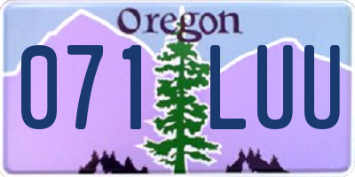OR license plate 071LUU