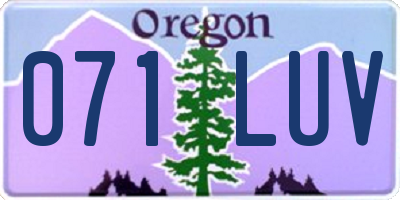 OR license plate 071LUV