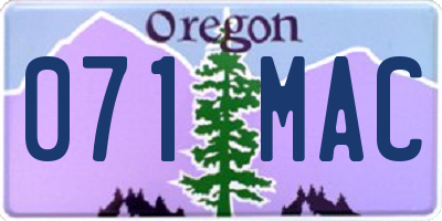 OR license plate 071MAC
