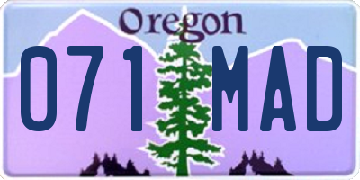 OR license plate 071MAD