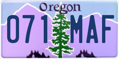 OR license plate 071MAF