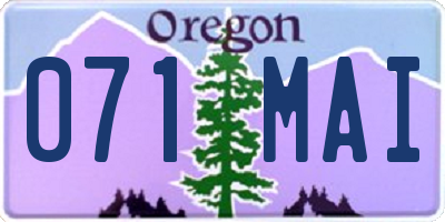 OR license plate 071MAI
