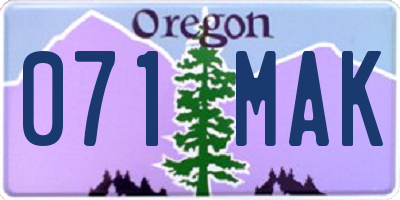 OR license plate 071MAK