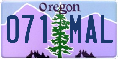 OR license plate 071MAL