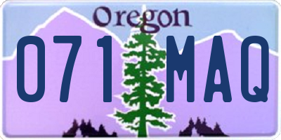 OR license plate 071MAQ