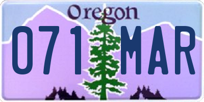 OR license plate 071MAR
