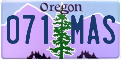 OR license plate 071MAS