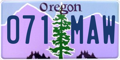 OR license plate 071MAW