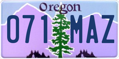 OR license plate 071MAZ