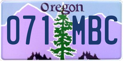 OR license plate 071MBC