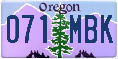 OR license plate 071MBK