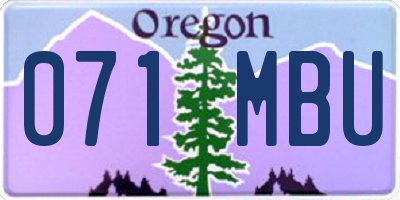 OR license plate 071MBU