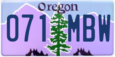OR license plate 071MBW