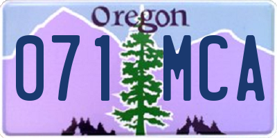 OR license plate 071MCA