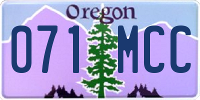 OR license plate 071MCC