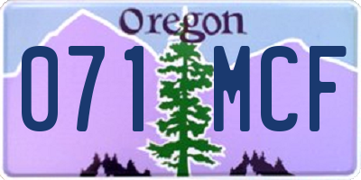 OR license plate 071MCF