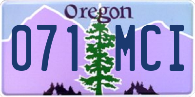 OR license plate 071MCI