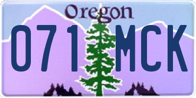 OR license plate 071MCK