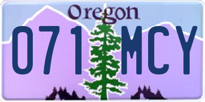 OR license plate 071MCY