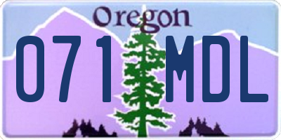 OR license plate 071MDL