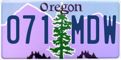 OR license plate 071MDW
