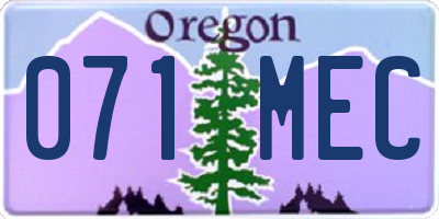 OR license plate 071MEC