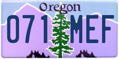 OR license plate 071MEF