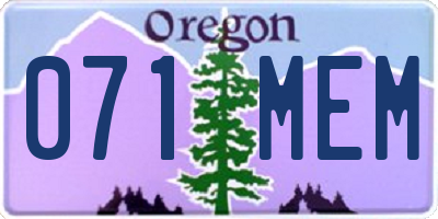 OR license plate 071MEM