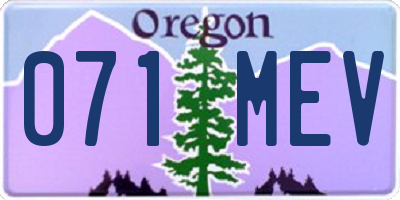 OR license plate 071MEV