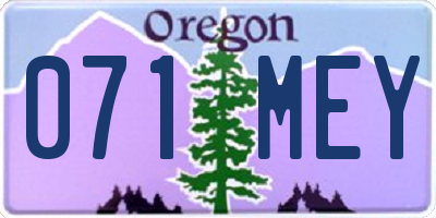 OR license plate 071MEY