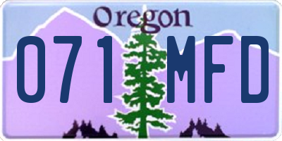 OR license plate 071MFD