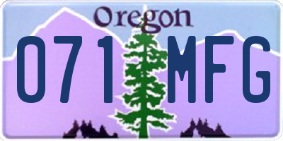 OR license plate 071MFG