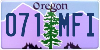 OR license plate 071MFI