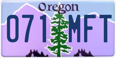 OR license plate 071MFT